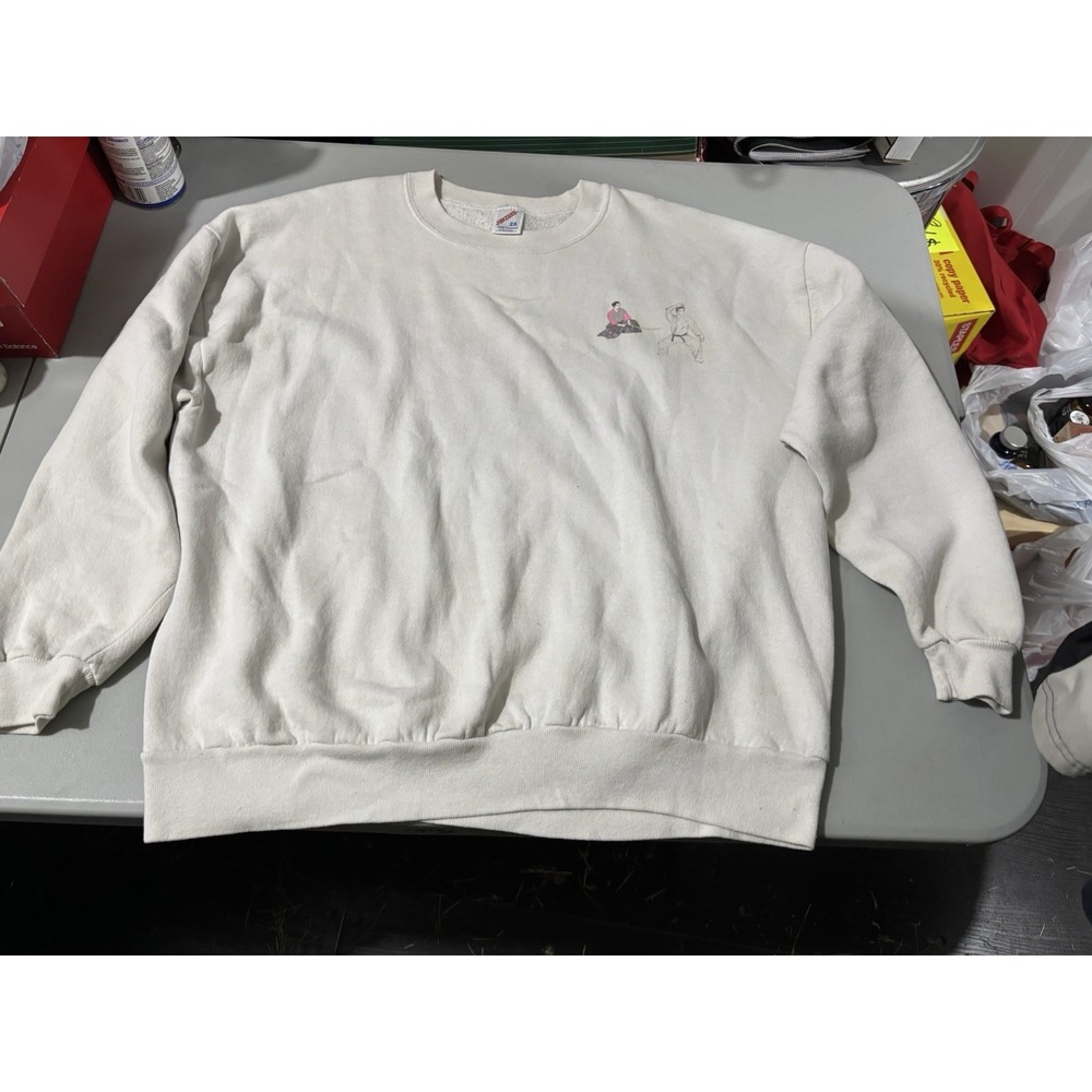 Vtg Karate Sweatshirt XL Jerzees White